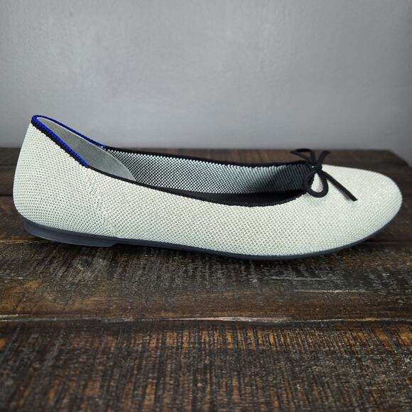 NEW Rothys The Ballet Flat Bow Womens 9 Flats Slip On Ballet Shoes Silver White - Picture 5 of 11
